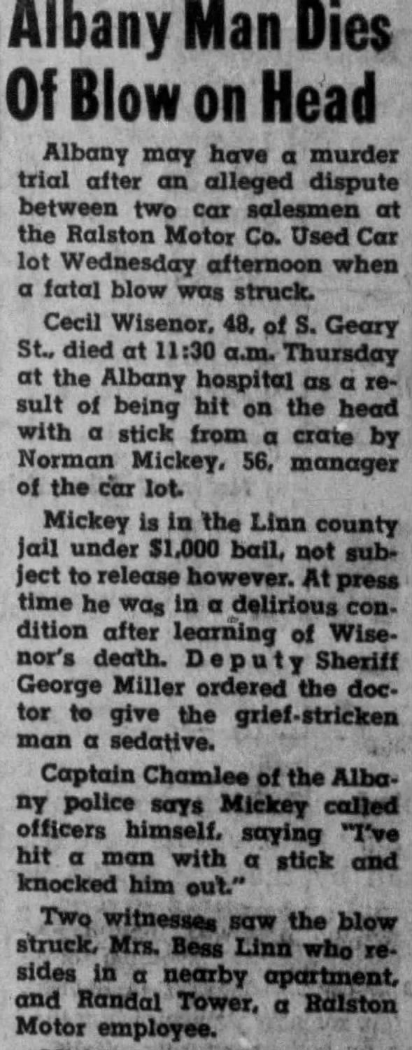 Cecil Wisenor death 1
